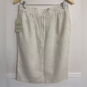 NWT Vintage Cream Pencil Skirt Cristin Steven’s Size 14 Stretch Waist Beige Flax